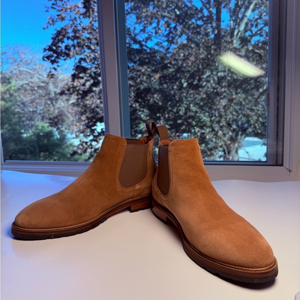 COLE HAAN MENS TAN SUEDE BERKSHIRE LUG CHELSEA BOOTS SIZE 8 MEDIUM - Picture 13 of 16